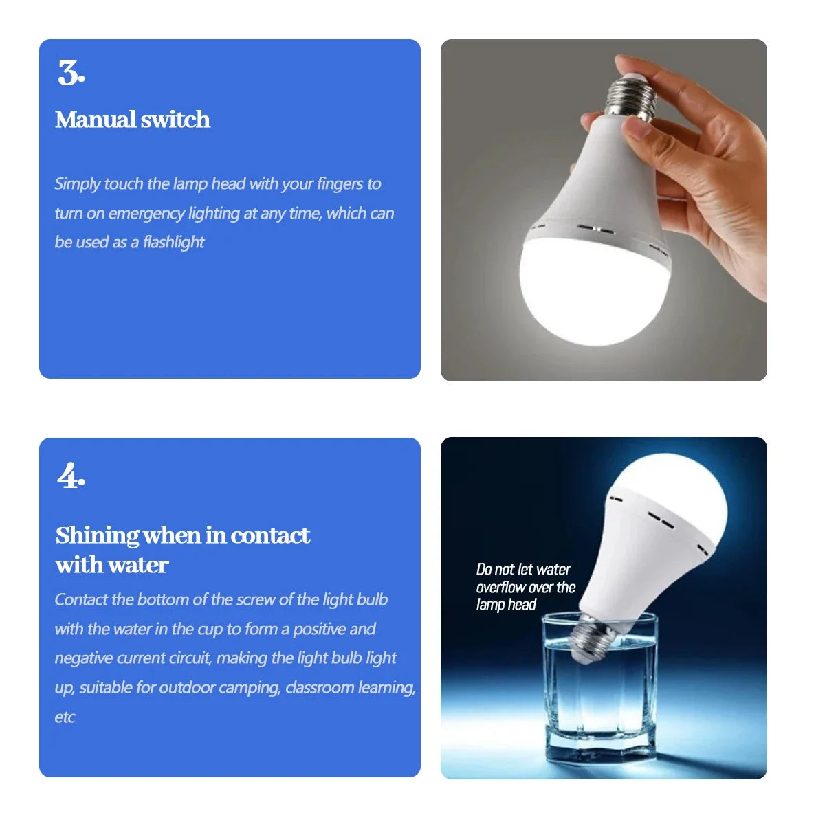 Rechargeable E27 LED Emergency Bulb – 7W 1500mAh for Power Outages, Camping, and Outdoor Use