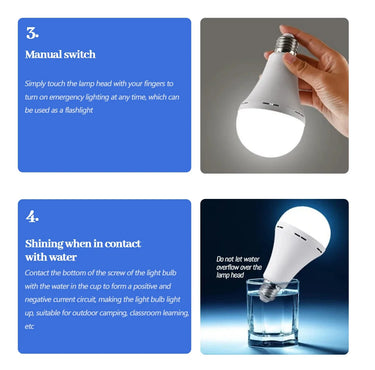 Rechargeable E27 LED Emergency Bulb – 7W 1500mAh for Power Outages, Camping, and Outdoor Use