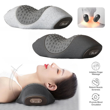 Electric Neck Massager & Cervical Stretcher – Heated Vibration Pillow for Neck & Shoulder Pain Relief
