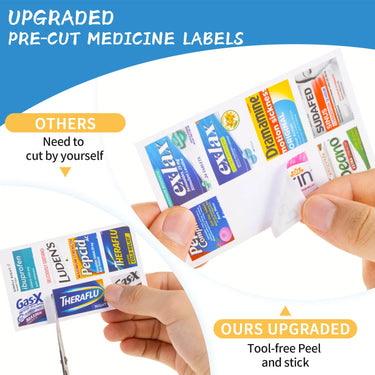 10-Grid Portable Pill Organizer with 175 Identification Labels – Compact Travel Medicine Case for Daily Use