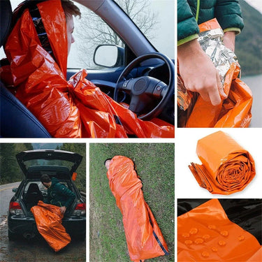 Ultra-Lightweight Emergency Survival Sleeping Bag – Waterproof Thermal Mylar Bivy Sack with Whistle & Carry Bag