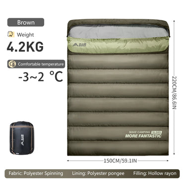 BSWOLF 2-Person Camping Sleeping Bag – 4-Season Waterproof & Portable Winter Sleeping Bag for Camping