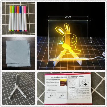 LED Light Up Acrylic Drawing Board – Erasable Glow Memo Board