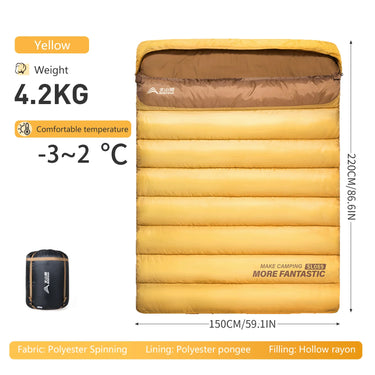 BSWOLF 2-Person Camping Sleeping Bag – 4-Season Waterproof & Portable Winter Sleeping Bag for Camping