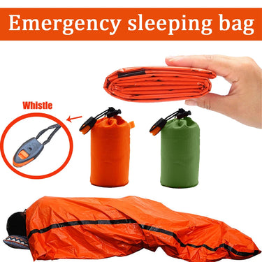 Ultra-Lightweight Emergency Survival Sleeping Bag – Waterproof Thermal Mylar Bivy Sack with Whistle & Carry Bag