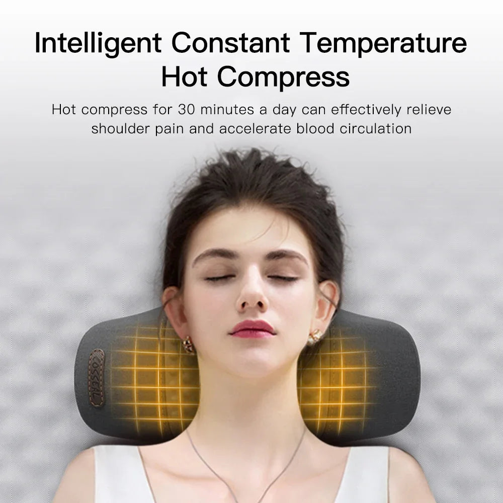 Electric Neck Massager & Cervical Stretcher – Heated Vibration Pillow for Neck & Shoulder Pain Relief