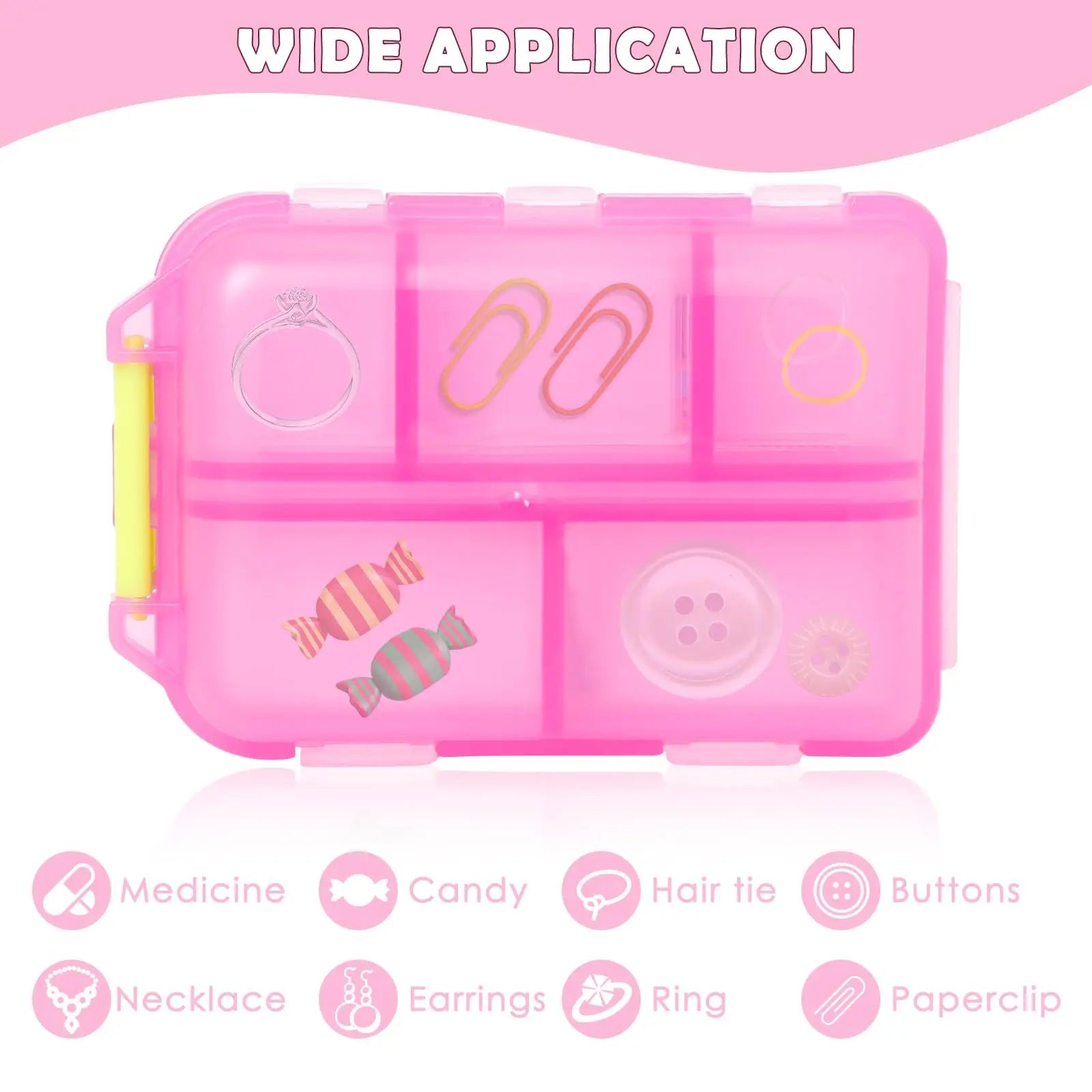 10-Grid Portable Pill Organizer with 175 Identification Labels – Compact Travel Medicine Case for Daily Use