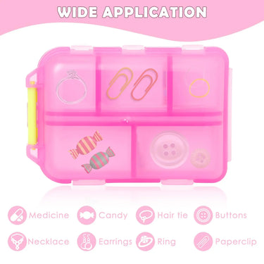 10-Grid Portable Pill Organizer with 175 Identification Labels – Compact Travel Medicine Case for Daily Use