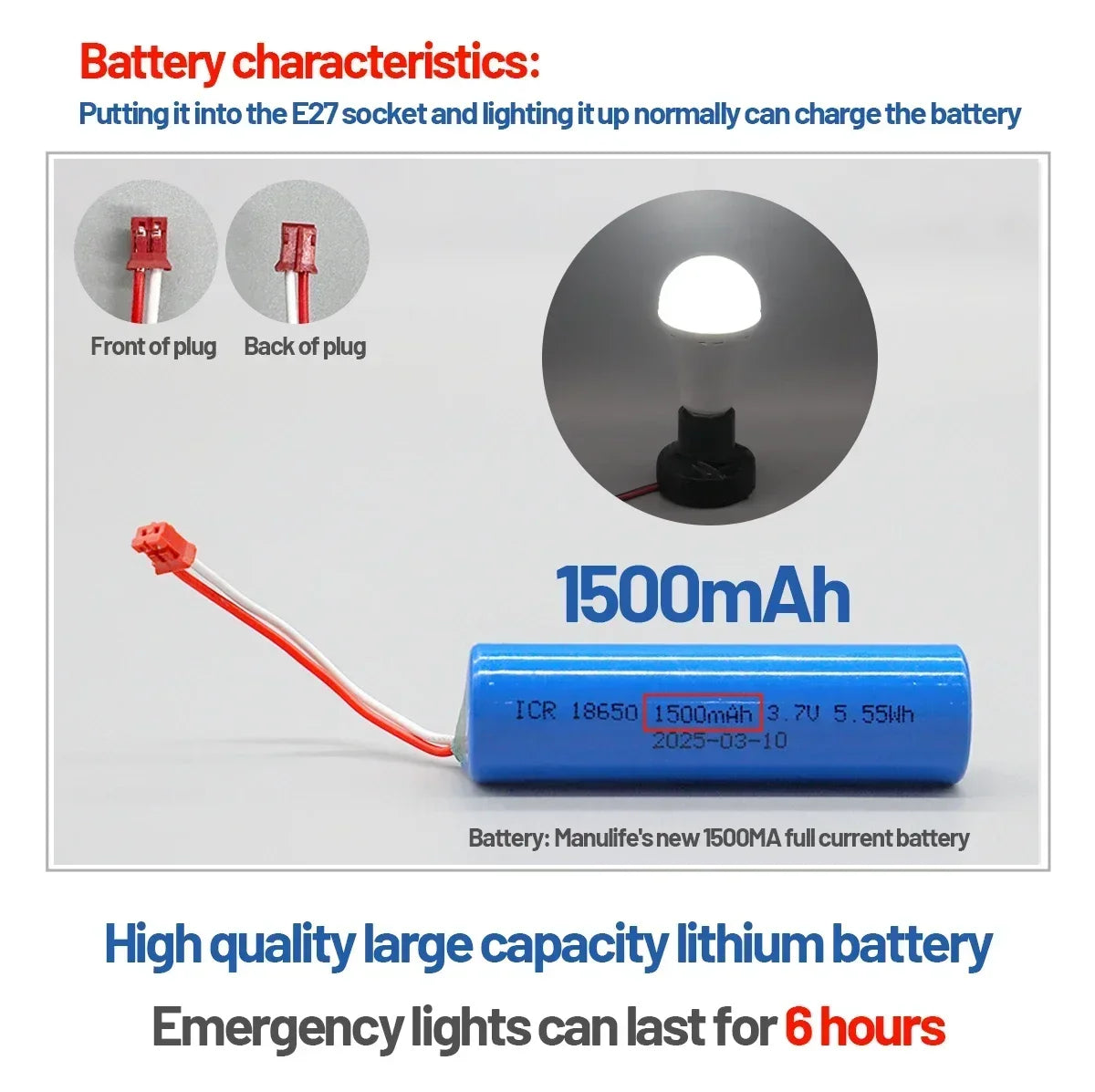 Rechargeable E27 LED Emergency Bulb – 7W 1500mAh for Power Outages, Camping, and Outdoor Use