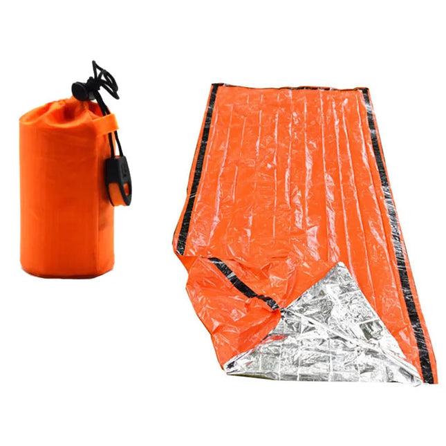 Ultra-Lightweight Emergency Survival Sleeping Bag – Waterproof Thermal Mylar Bivy Sack with Whistle & Carry Bag