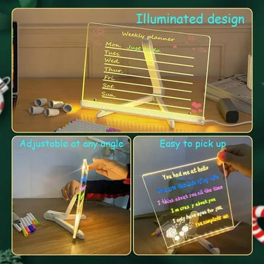 LED Light Up Acrylic Drawing Board – Erasable Glow Memo Board