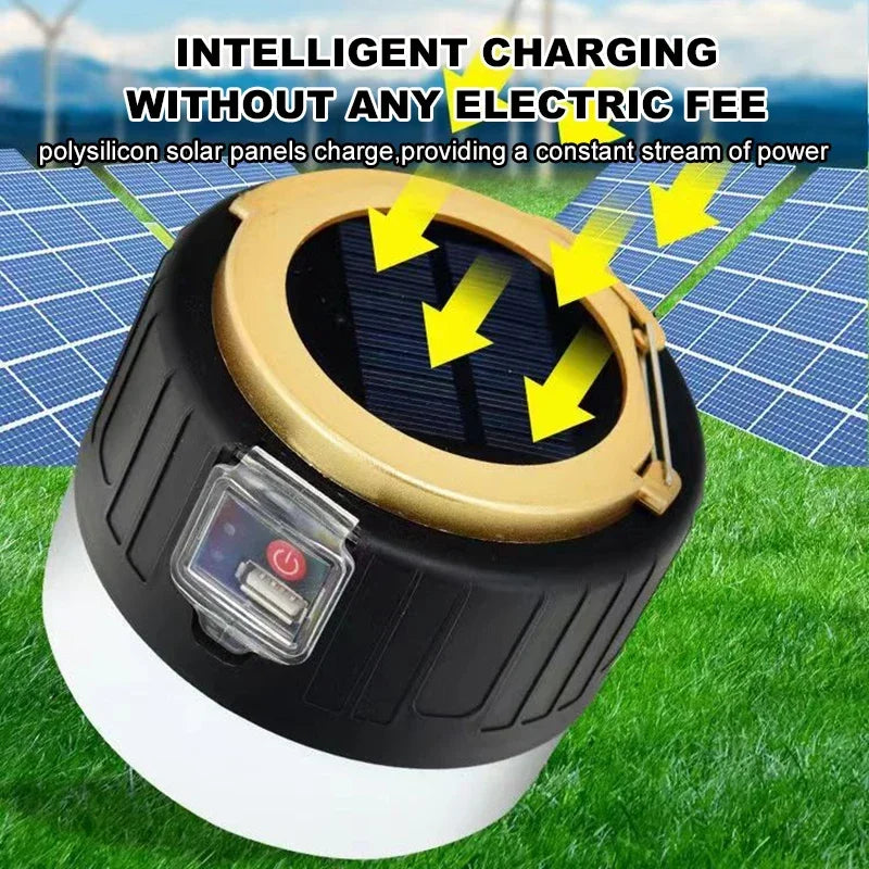 1000W Solar LED Camping Lantern – USB Rechargeable, 3 Light Modes, Portable Emergency Power Bank