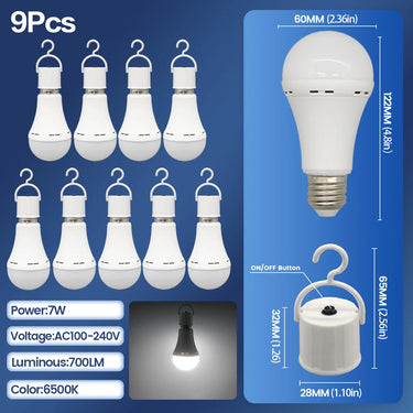 Rechargeable E27 LED Emergency Bulb – 7W 1500mAh for Power Outages, Camping, and Outdoor Use