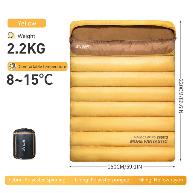 BSWOLF 2-Person Camping Sleeping Bag – 4-Season Waterproof & Portable Winter Sleeping Bag for Camping