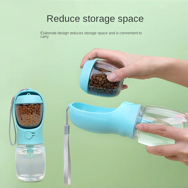 2-in-1 Portable Pet Water Bottle & Food Container – Leak-Proof Travel Feeder for Dogs & Cats