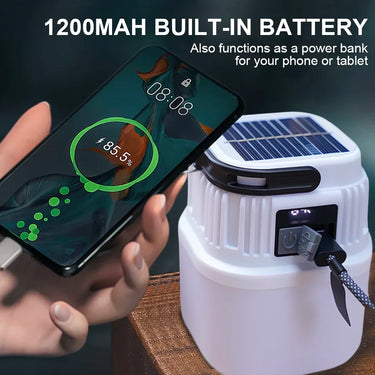 1000W Solar LED Camping Lantern – USB Rechargeable, 3 Light Modes, Portable Emergency Power Bank
