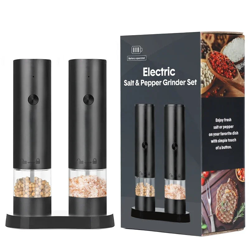 Professional Electric Salt and Pepper Grinder Set – One-Touch Rechargeable Automatic with Adjustable Coarseness