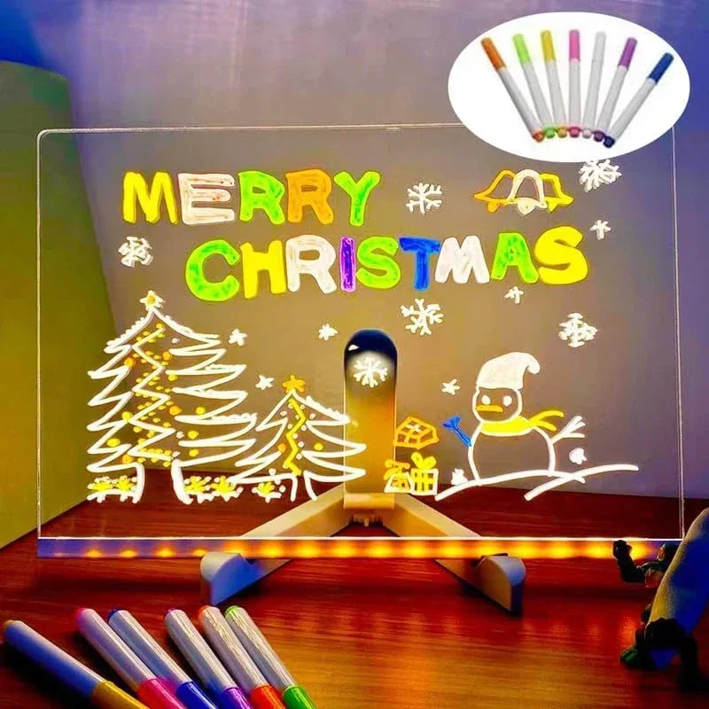 LED Light Up Acrylic Drawing Board – Erasable Glow Memo Board