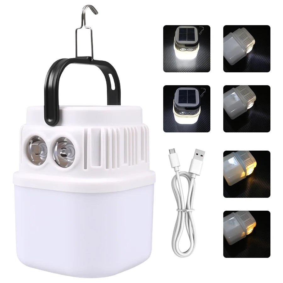 1000W Solar LED Camping Lantern – USB Rechargeable, 3 Light Modes, Portable Emergency Power Bank