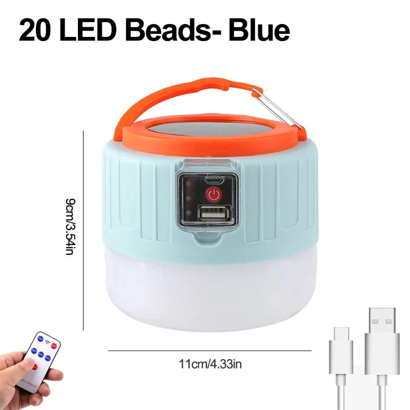 1000W Solar LED Camping Lantern – USB Rechargeable, 3 Light Modes, Portable Emergency Power Bank