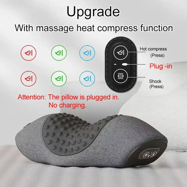 Electric Neck Massager & Cervical Stretcher – Heated Vibration Pillow for Neck & Shoulder Pain Relief