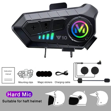 Y10 Wireless Helmet Intercom: Crystal Clear Hands-Free Audio with Long-Lasting 1000mAh Battery