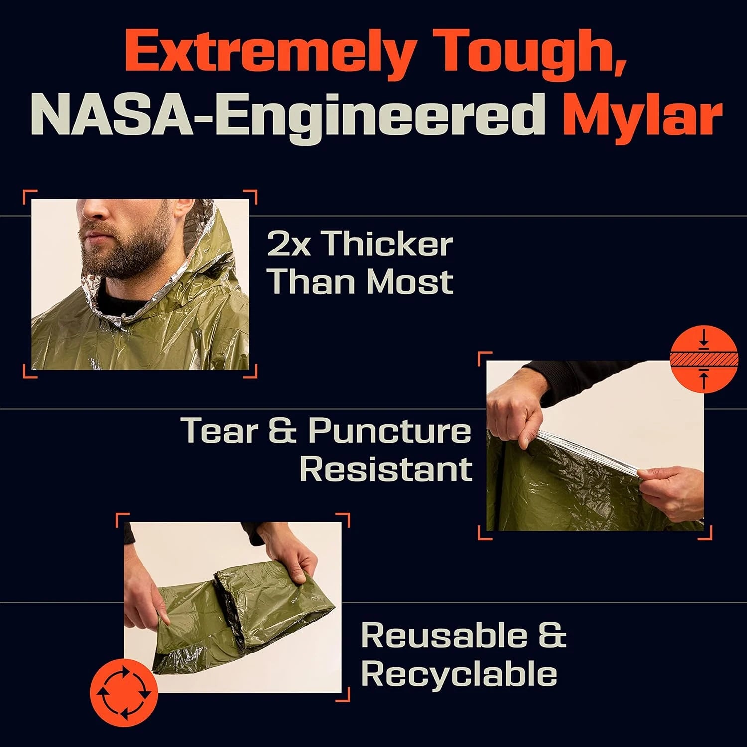 Emergency Waterproof Raincoat & Thermal Poncho – Lightweight Aluminum Film Survival Blanket for Camping and Hiking