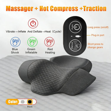 Electric Neck Massager & Cervical Stretcher – Heated Vibration Pillow for Neck & Shoulder Pain Relief