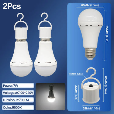 Rechargeable E27 LED Emergency Bulb – 7W 1500mAh for Power Outages, Camping, and Outdoor Use