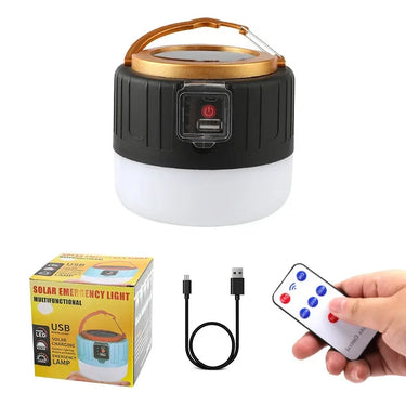 1000W Solar LED Camping Lantern – USB Rechargeable, 3 Light Modes, Portable Emergency Power Bank