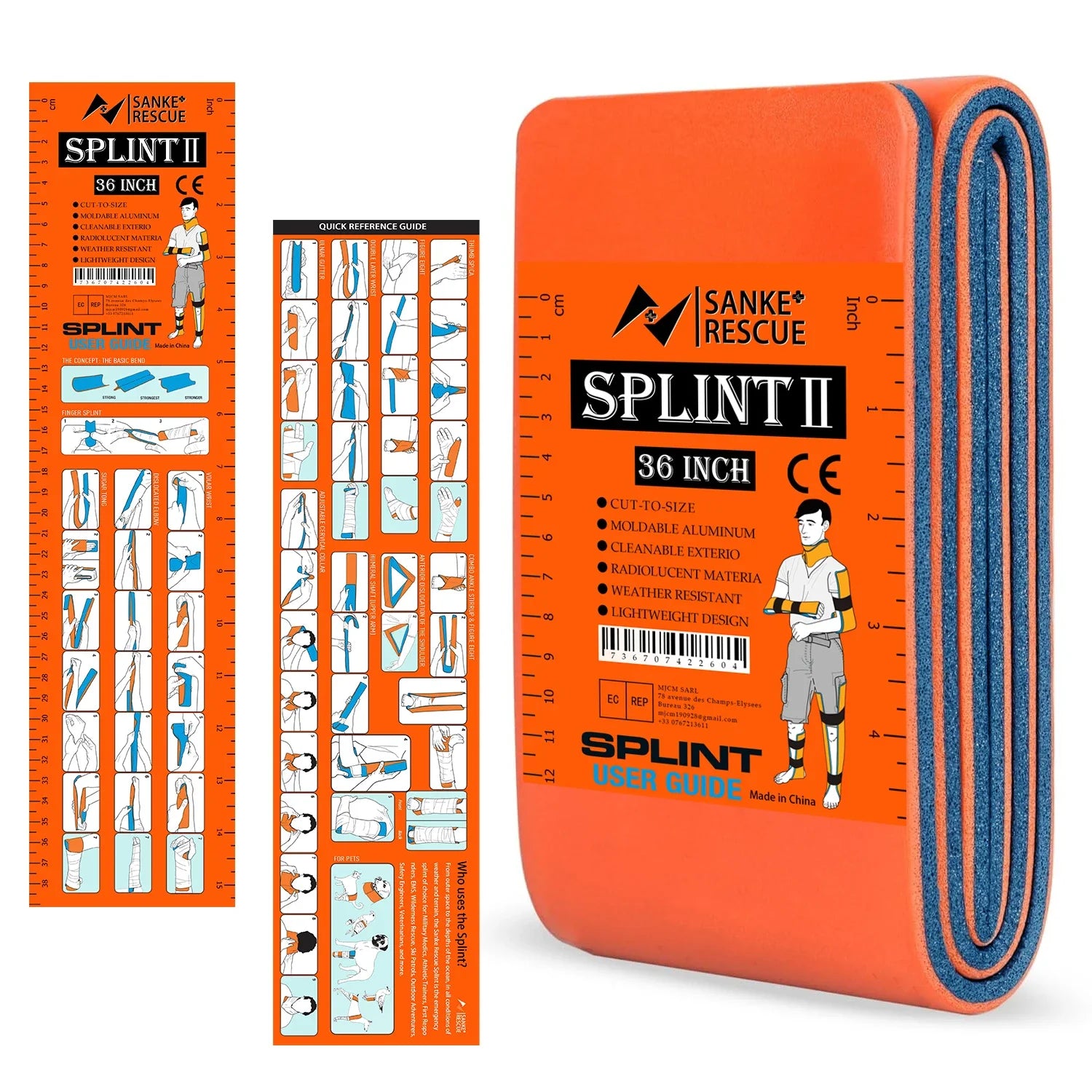 SANKE RESCUE Universal First Aid Splint – Flexible Waterproof Emergency Limb & Wrist Support