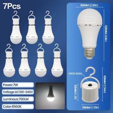 Rechargeable E27 LED Emergency Bulb – 7W 1500mAh for Power Outages, Camping, and Outdoor Use