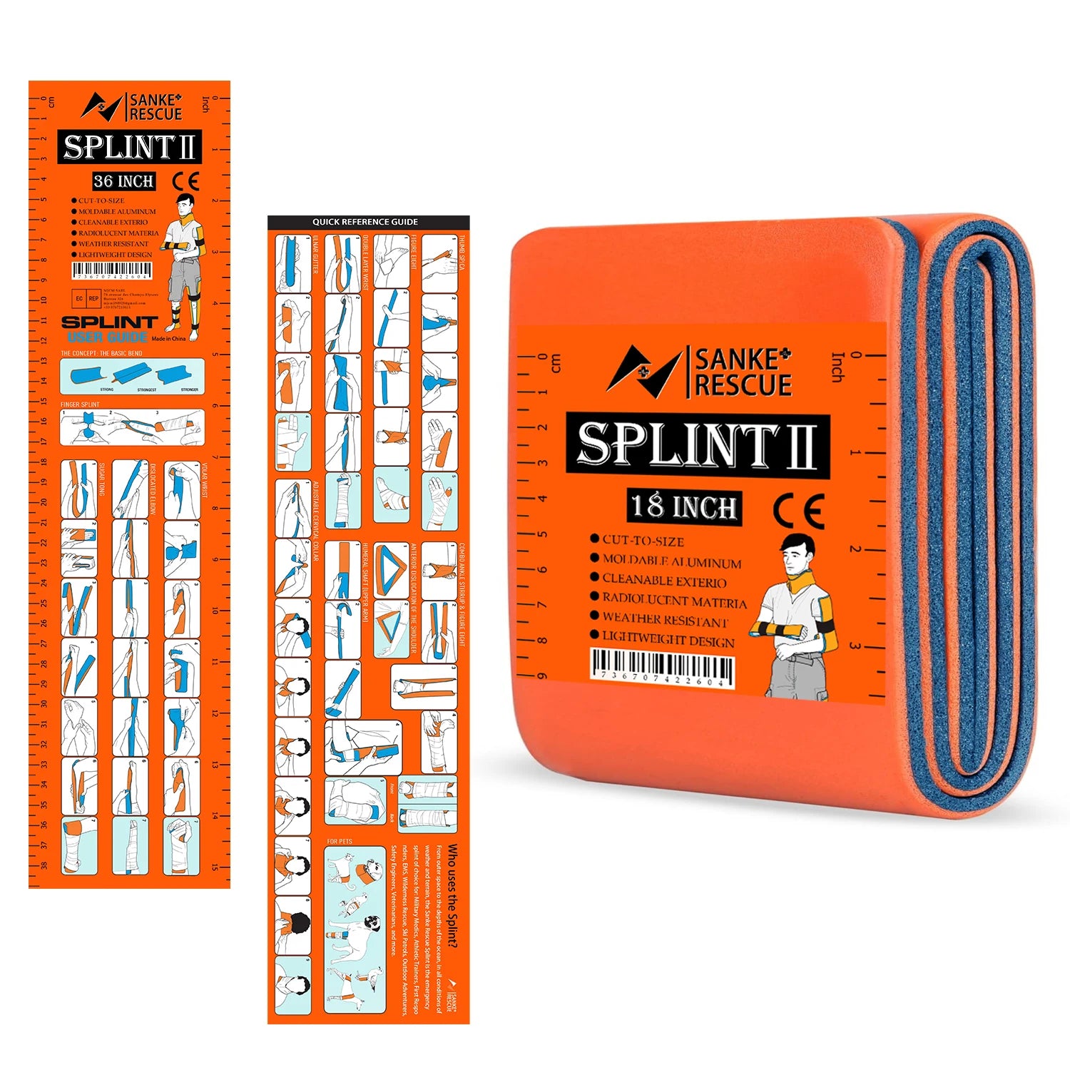 SANKE RESCUE Universal First Aid Splint – Flexible Waterproof Emergency Limb & Wrist Support