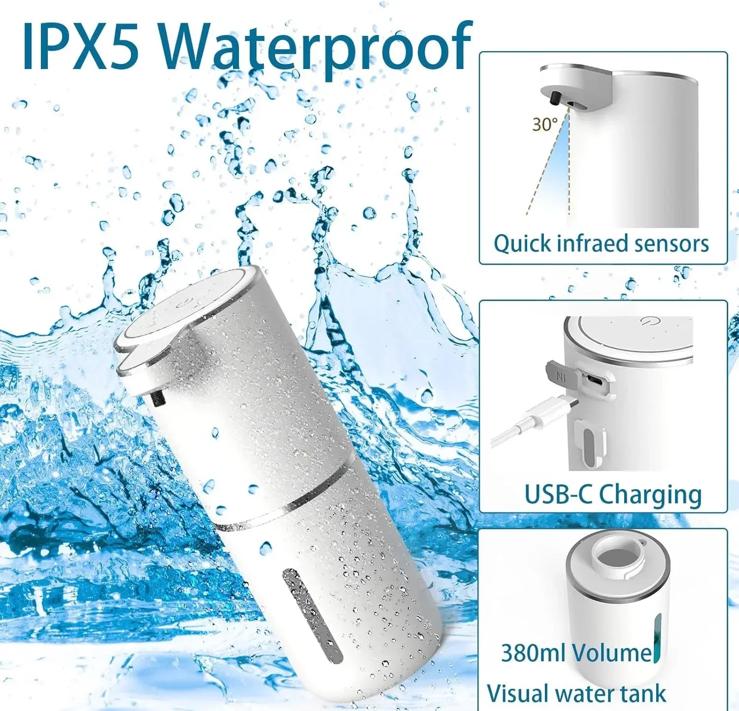 Touchless Automatic Soap Dispenser – USB Rechargeable Infrared Sensor Pump for Liquid & Foam Soap