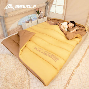 BSWOLF 2-Person Camping Sleeping Bag – 4-Season Waterproof & Portable Winter Sleeping Bag for Camping