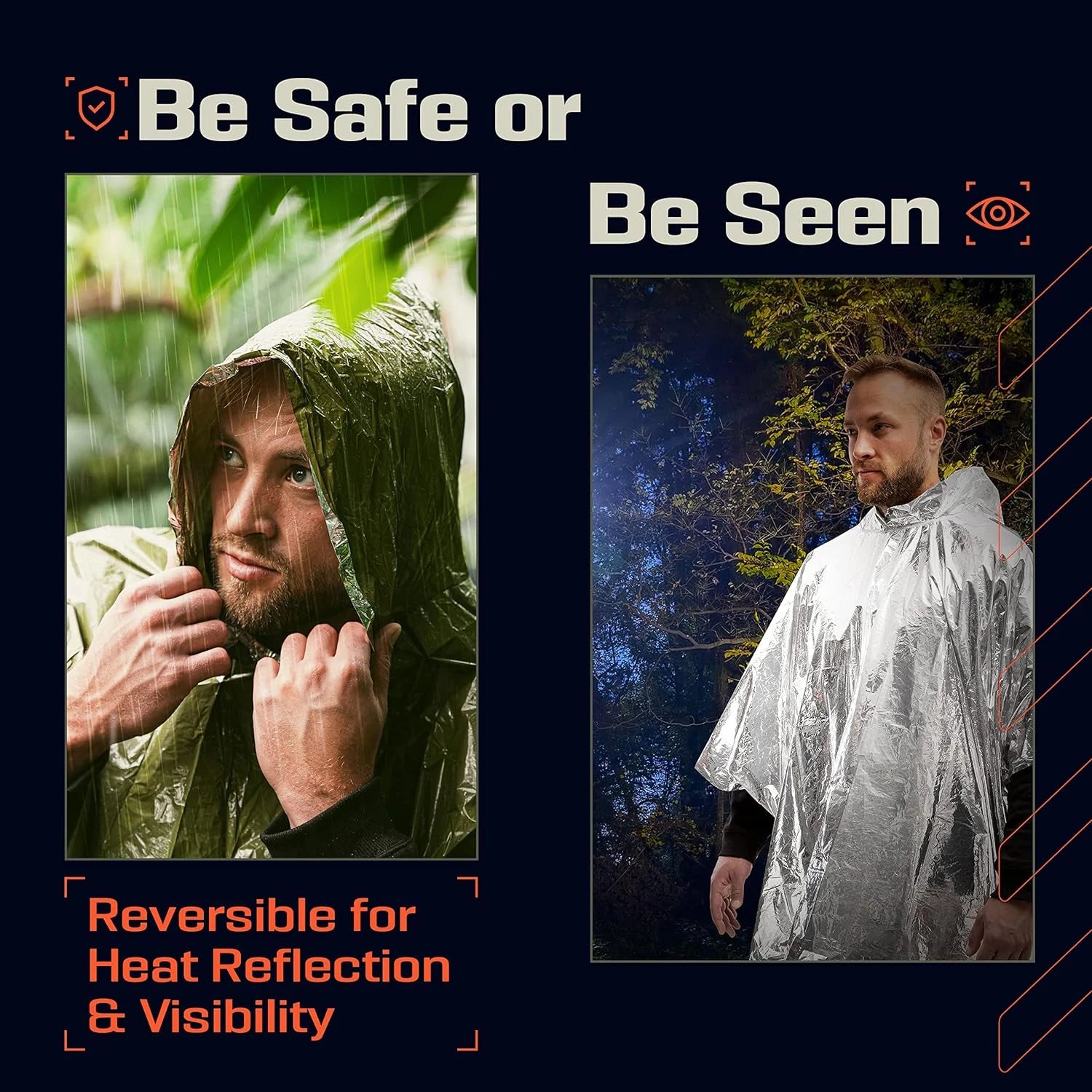 Emergency Waterproof Raincoat & Thermal Poncho – Lightweight Aluminum Film Survival Blanket for Camping and Hiking