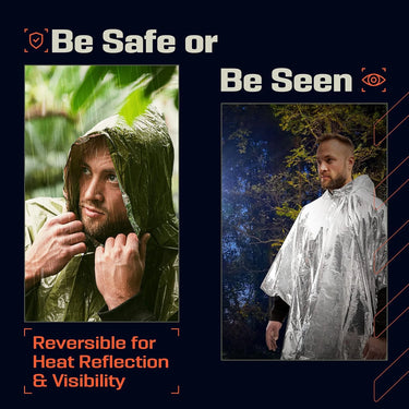 Emergency Waterproof Raincoat & Thermal Poncho – Lightweight Aluminum Film Survival Blanket for Camping and Hiking