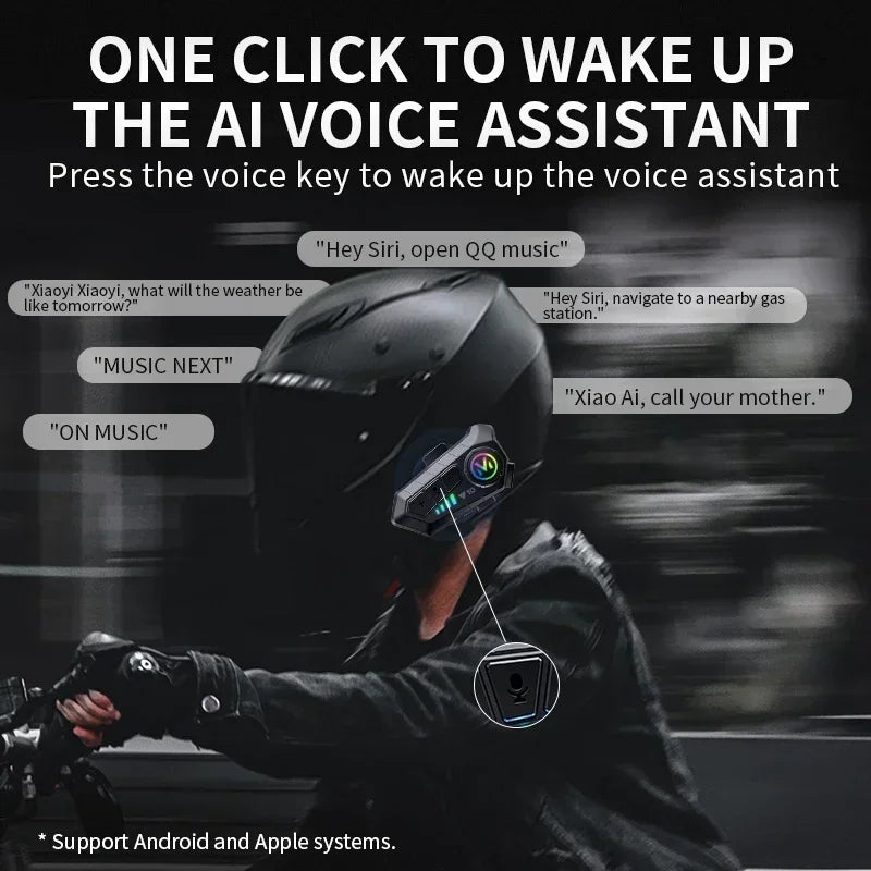 Y10 Wireless Helmet Intercom: Crystal Clear Hands-Free Audio with Long-Lasting 1000mAh Battery