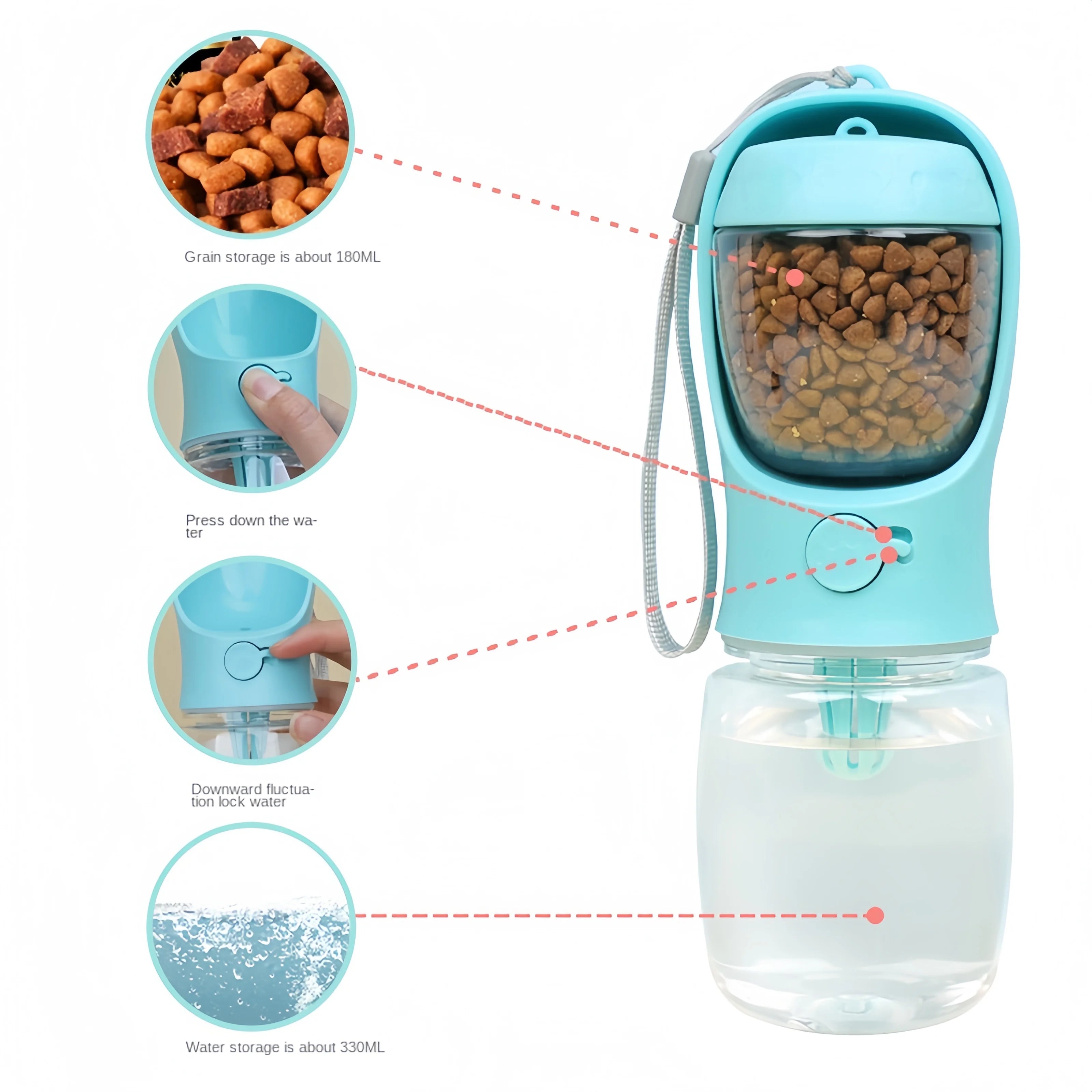 2-in-1 Portable Pet Water Bottle & Food Container – Leak-Proof Travel Feeder for Dogs & Cats