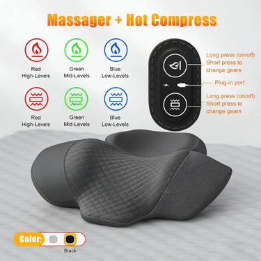 Electric Neck Massager & Cervical Stretcher – Heated Vibration Pillow for Neck & Shoulder Pain Relief
