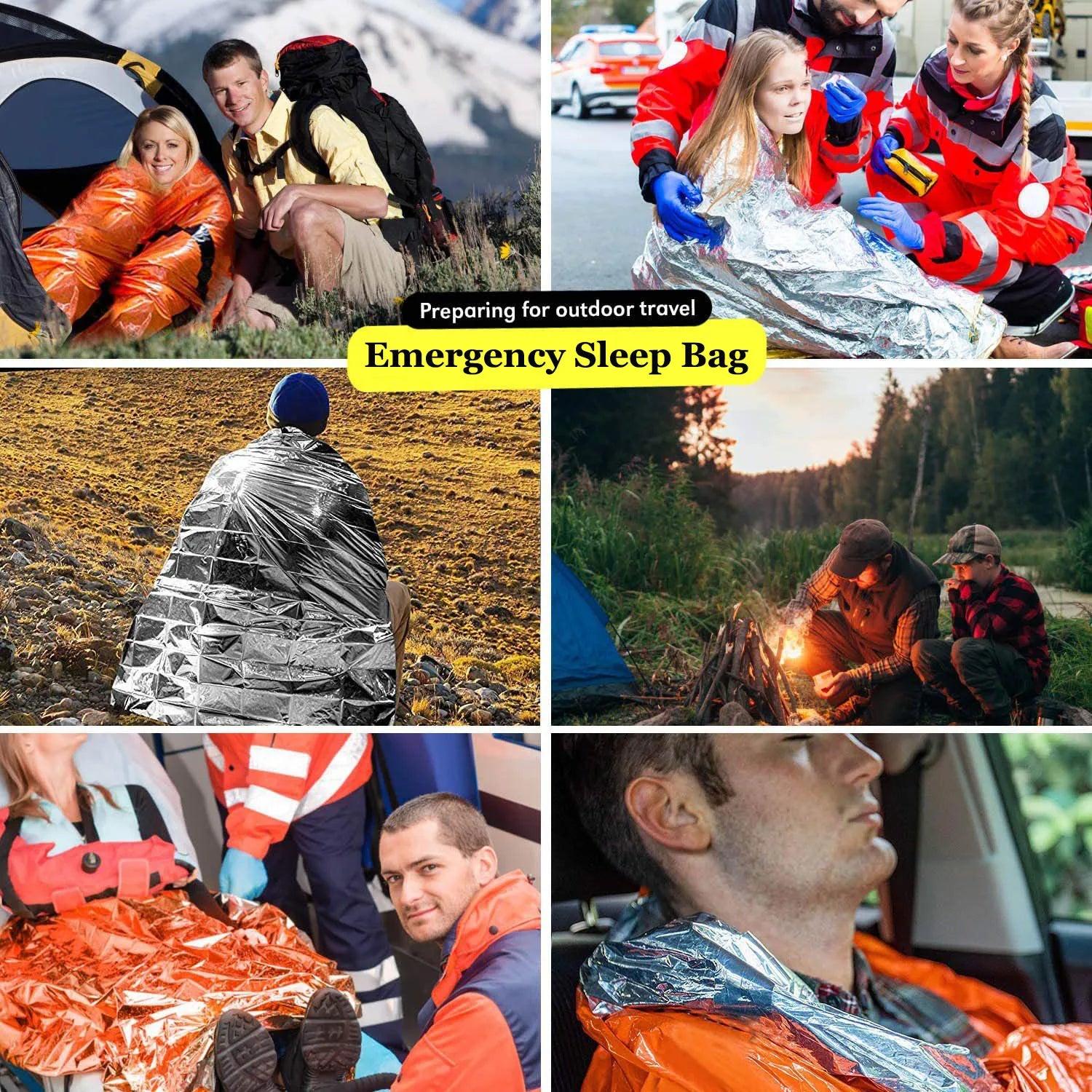Ultra-Lightweight Emergency Survival Sleeping Bag – Waterproof Thermal Mylar Bivy Sack with Whistle & Carry Bag