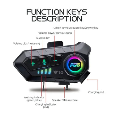 Y10 Wireless Helmet Intercom: Crystal Clear Hands-Free Audio with Long-Lasting 1000mAh Battery