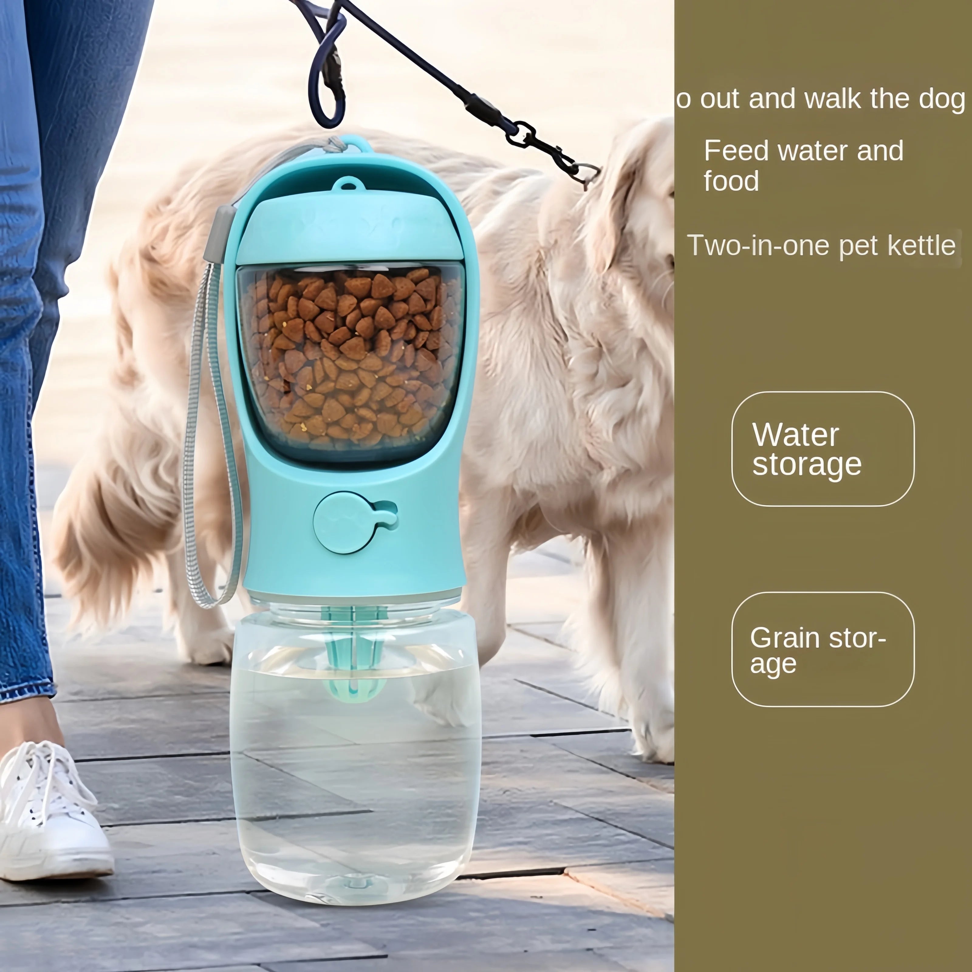2-in-1 Portable Pet Water Bottle & Food Container – Leak-Proof Travel Feeder for Dogs & Cats