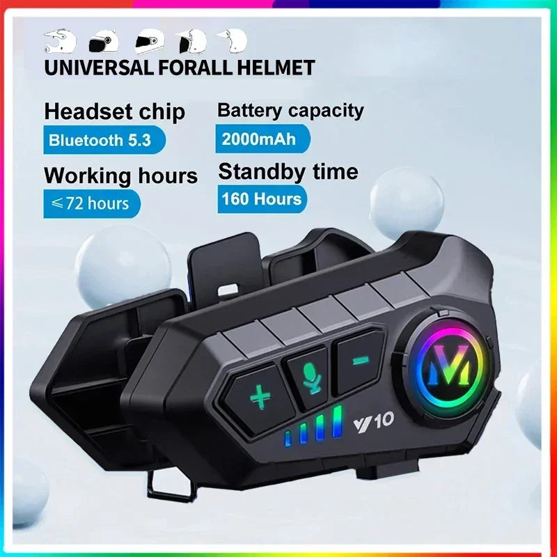 Y10 Wireless Helmet Intercom: Crystal Clear Hands-Free Audio with Long-Lasting 1000mAh Battery