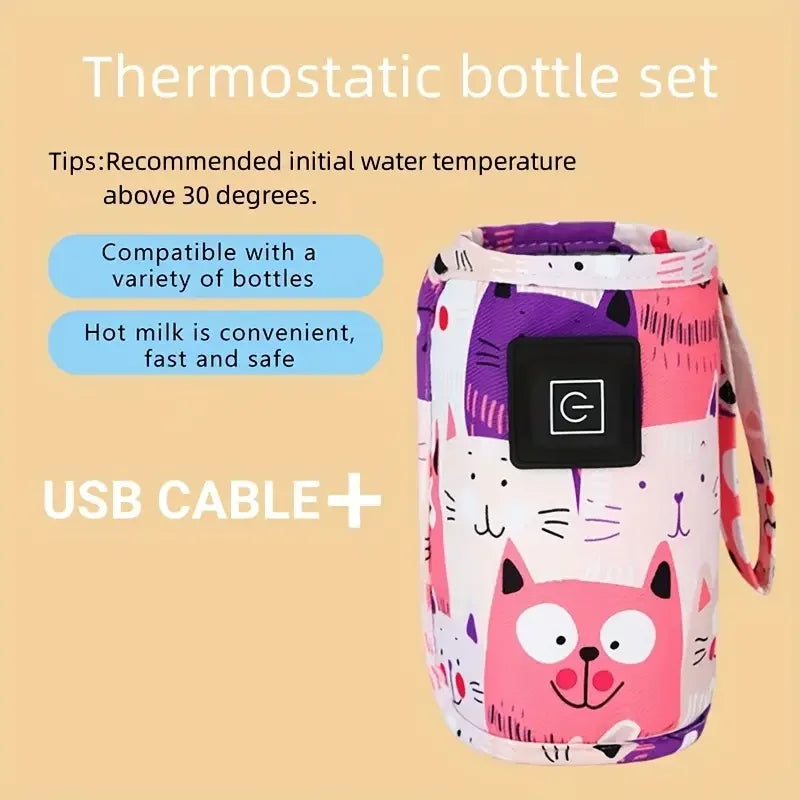 Portable USB Baby Bottle Warmer – Insulated Constant Temperature Travel Sleeve for Milk & Water