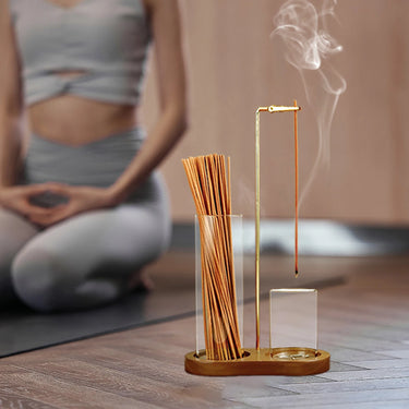 Anti-Ash Glass Incense Burner – Modern Incense Holder & Organizer