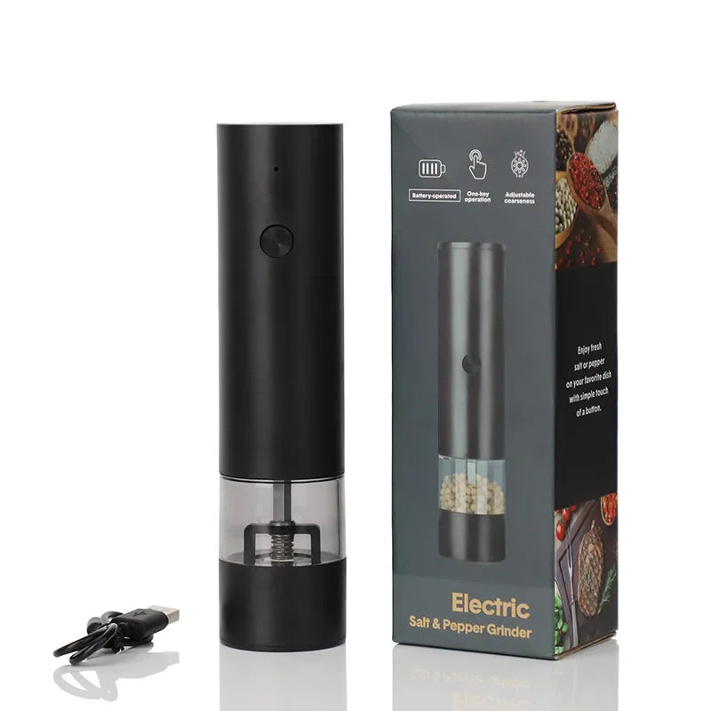 Professional Electric Salt and Pepper Grinder Set – One-Touch Rechargeable Automatic with Adjustable Coarseness