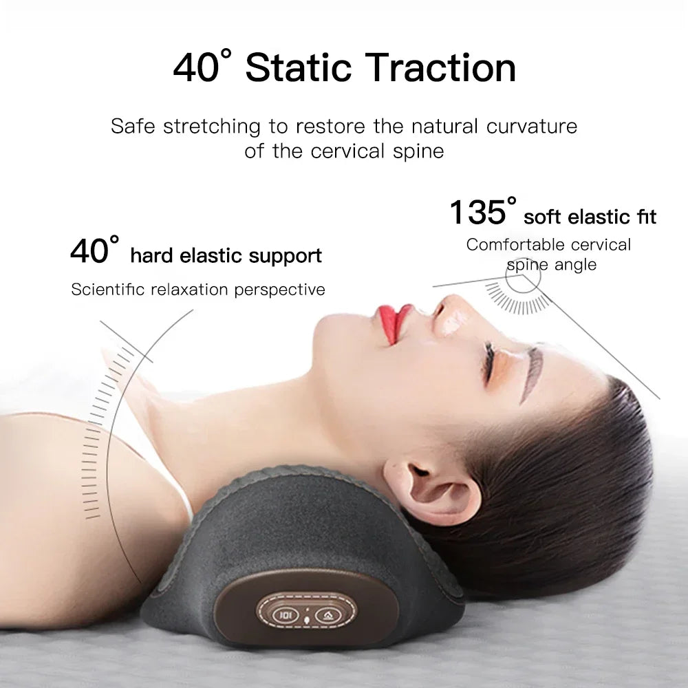 Electric Neck Massager & Cervical Stretcher – Heated Vibration Pillow for Neck & Shoulder Pain Relief
